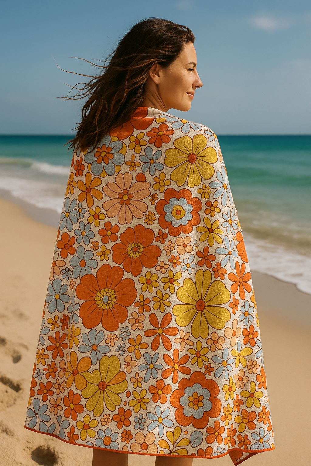 Retro Floral - Sand Free Towel - Large